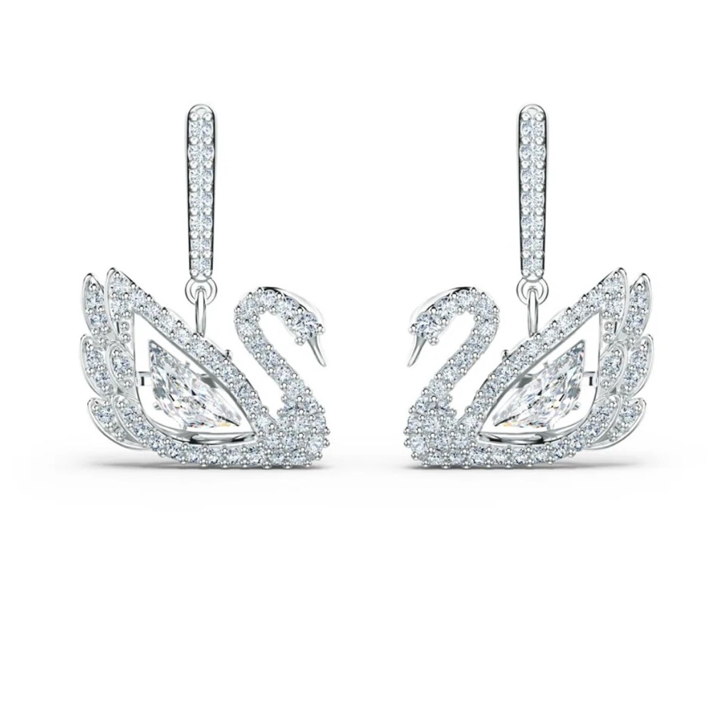 Swarovski Elegant Silver Swan Earrings